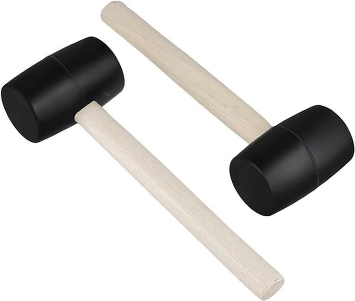 2 stuks 16oz rubberhamer met houten handvat, zwarte rubberhamer voor thuis, klussen en doe-het-zelf-projecten
