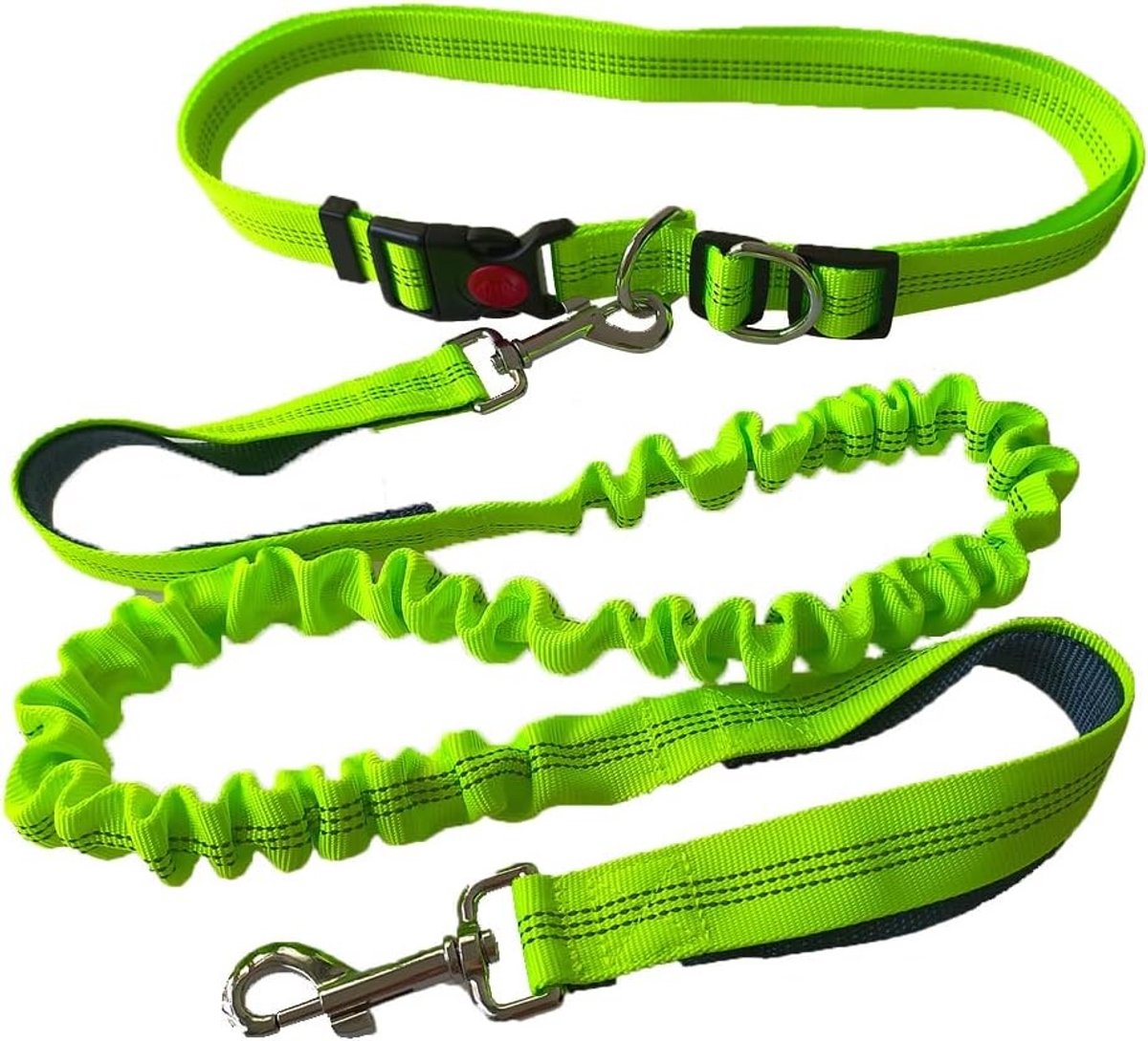 Handsfree Hondenriem - Groen - 130~180 cm - Verstelbare Heupriem met Bungee-Design - Voor Hondenliefhebbers