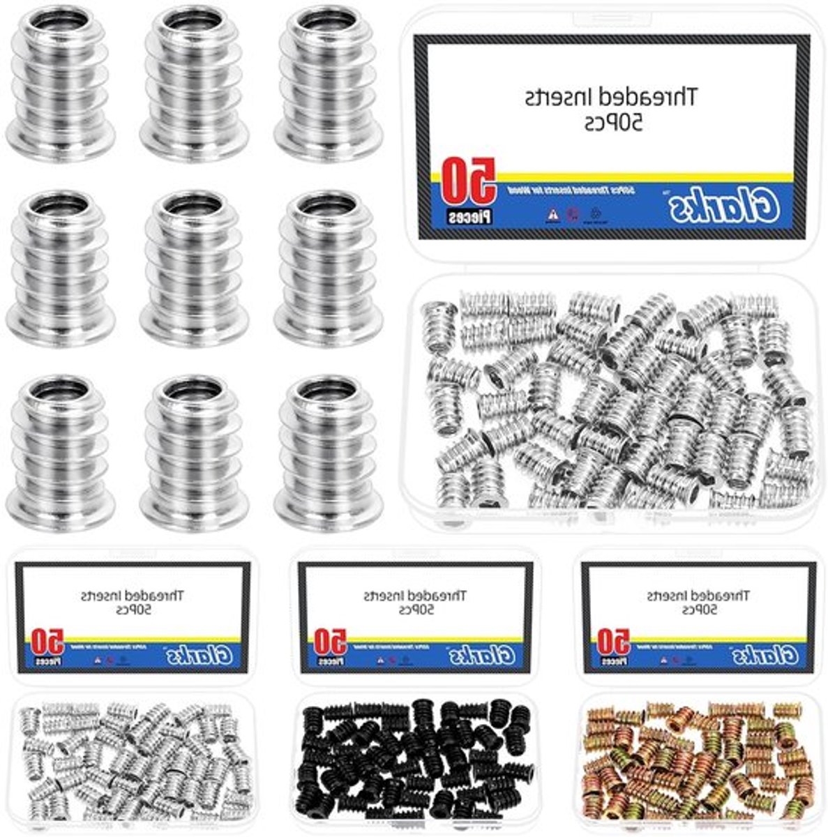 50 Stuks M6 x 15mm Draadmoeren van Verchroomd Staal, Hex Socket Invoegmoeren voor Bedframes en Houten Meubels