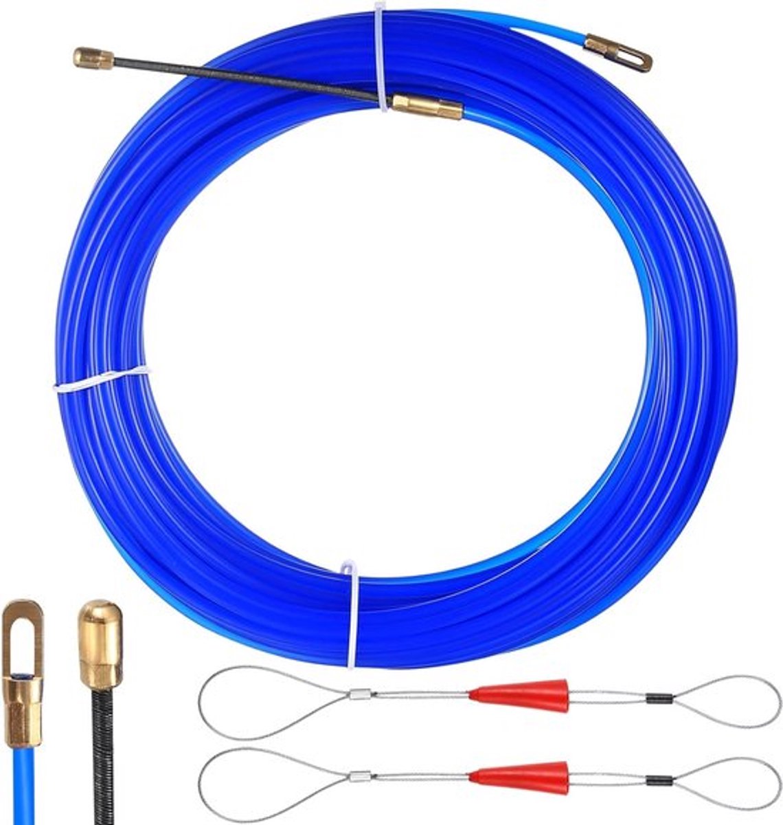 Uittrekbare Kabel Trekhulp van 20 m met Spiraal en Trekveer voor Kabels, Ideaal voor Kabelinstallatie en Lege Buizen