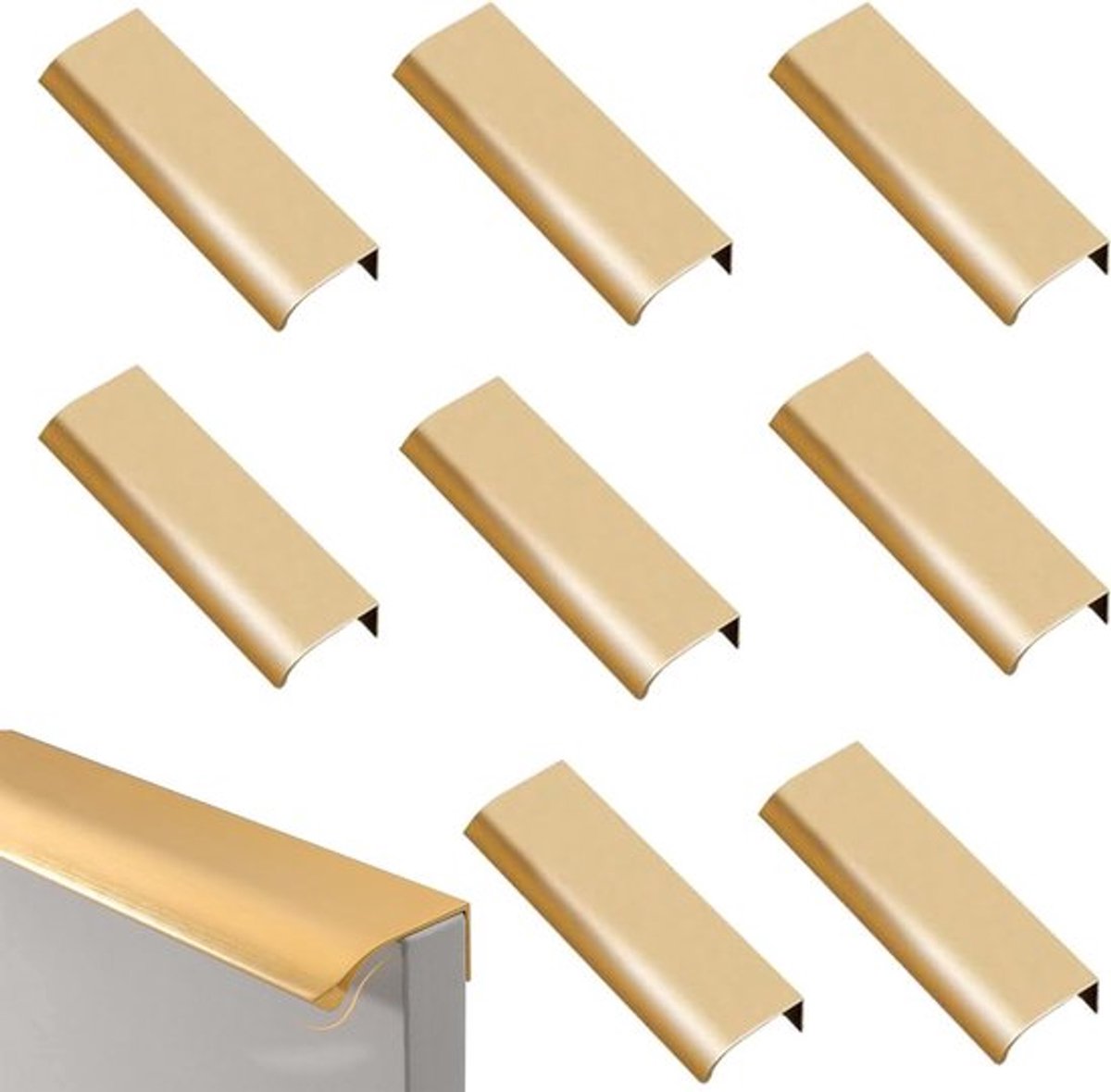Verstevigde Verborgene Kastgrepen voor Keuken en Meubeltoepassingen - 8 Stuks Aluminium 80mm, Geschikt voor Lades en Deuren
