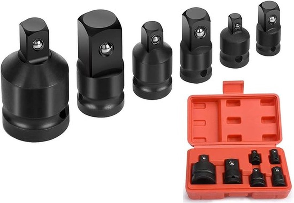 Adapter Set van 6 Stuks voor Diverse Maten: 1/4", 3/8" en 1/2" Aansluitingen voor Gereedschap