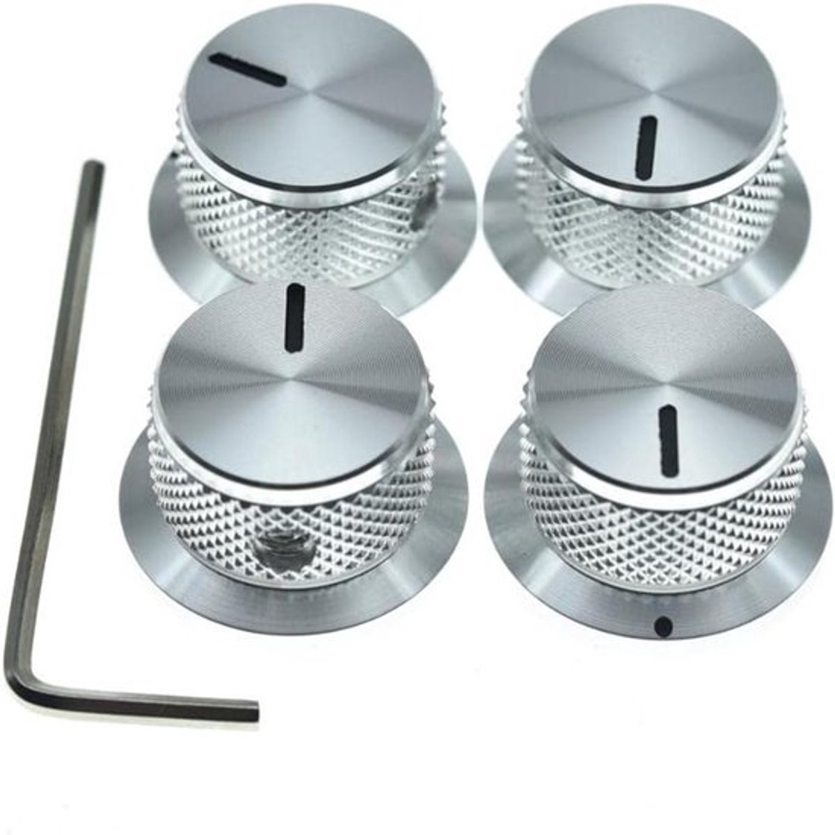 Set van 4 Aluminium Potentiometer Knoppen, Universele Top Hat, Volume en Toon Regelaars voor Gitaar en Bas