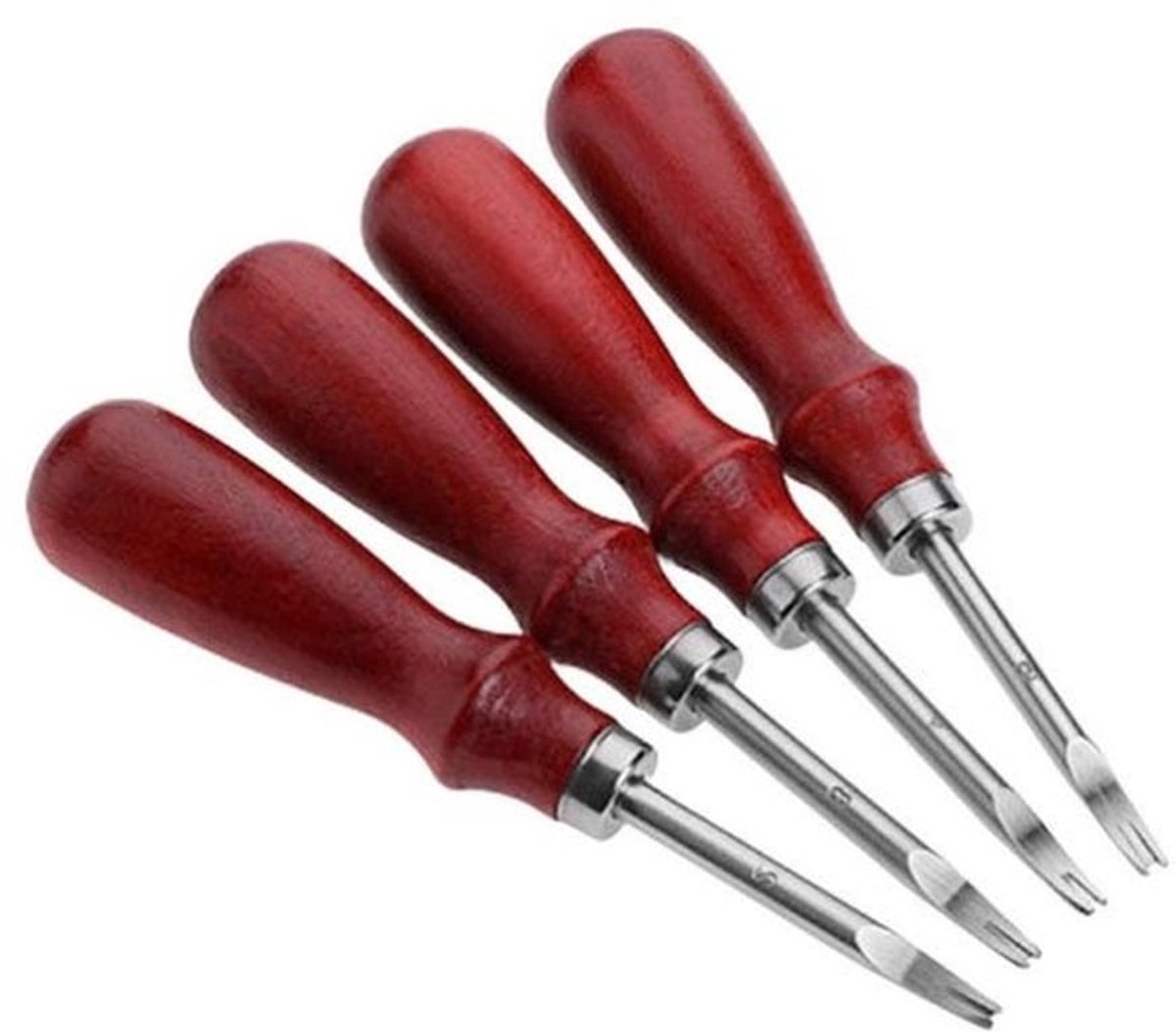 4-delige leren randafwerker set voor handwerk - praktische DIY snijtools voor leerbewerking (0,8mm + 1mm + 1,2mm + 1,5mm)