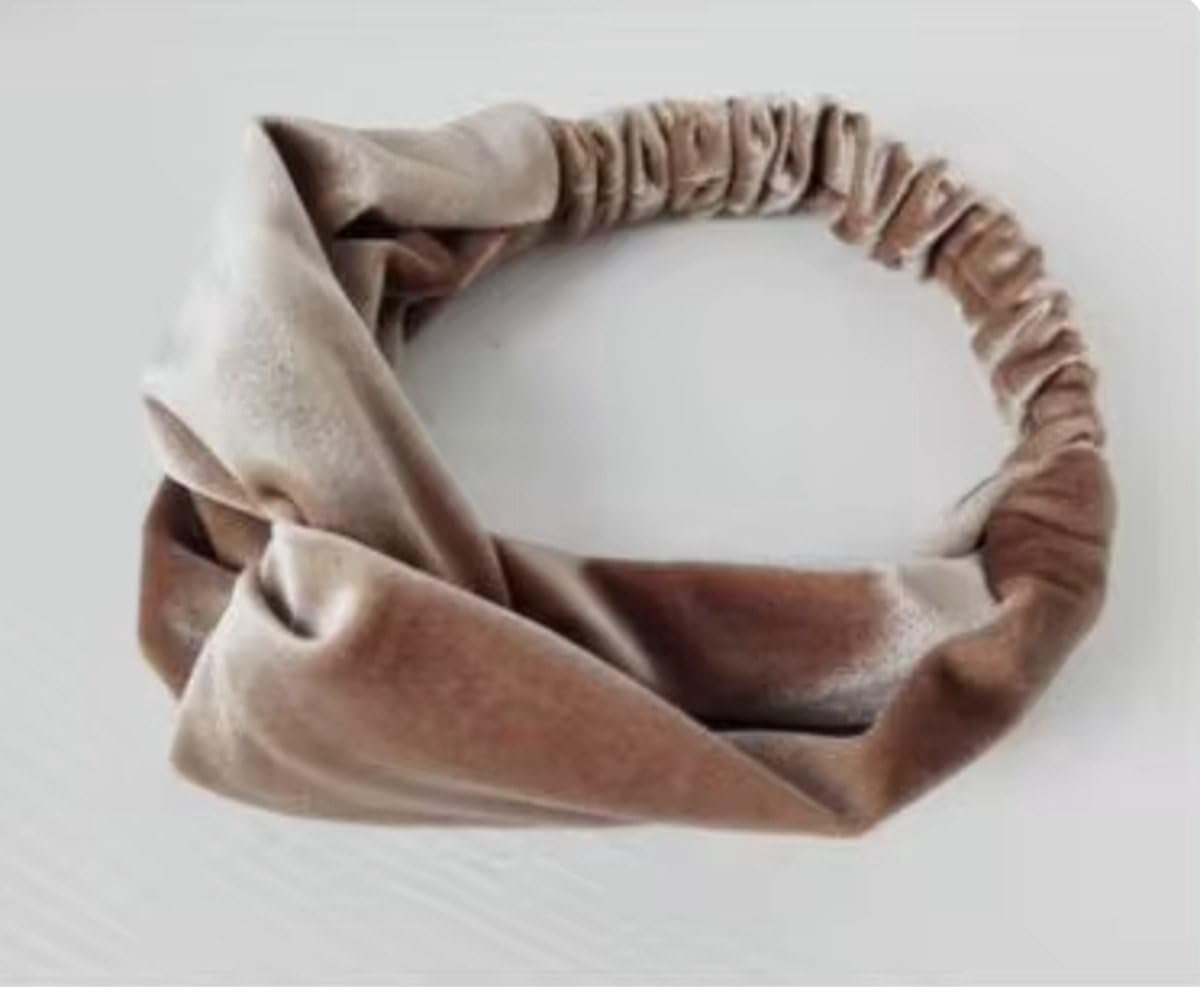 Okado Velvet Haarband – Beige – Elastische Pasvorm