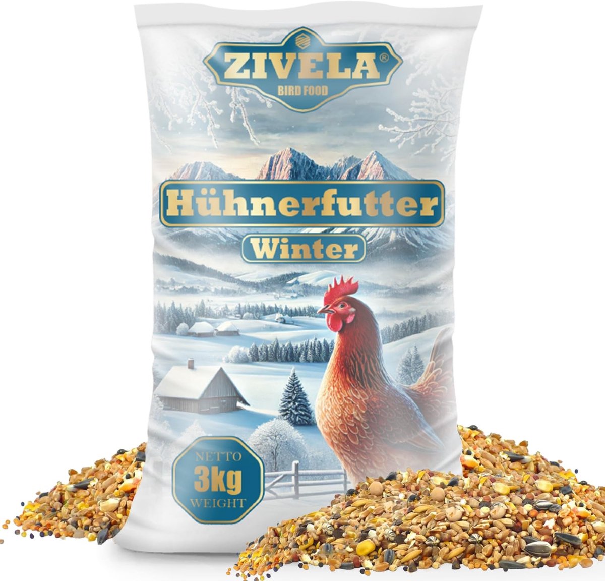 Solidchoice - 3 kg Natuurlijk Kippenvoer voor de Winter, Niet-GMO
