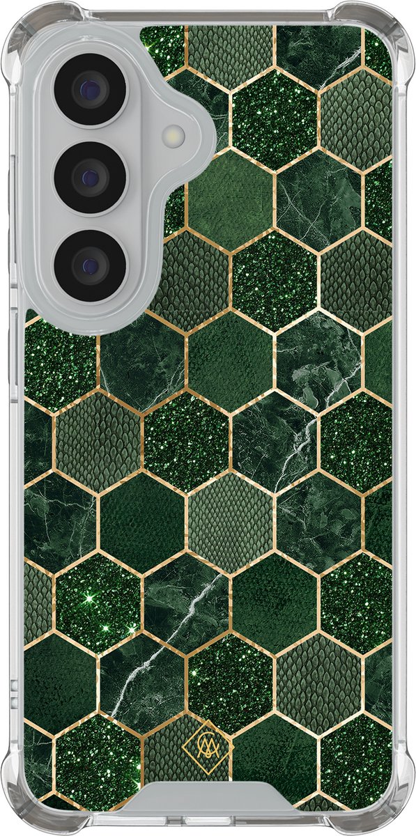 Casimoda® hoesje - Geschikt voor Samsung Galaxy S26 Plus - Kubus Groen - Shockproof case - Extra sterk - TPU/polycarbonaat - Groen, Transparant