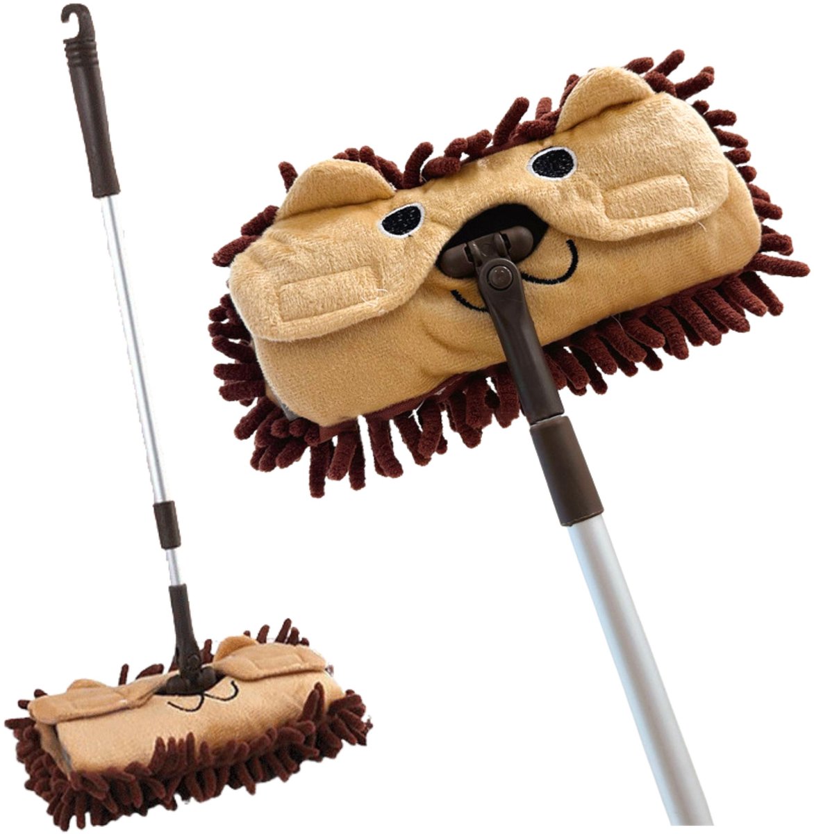 Kindermop Met Telescoopsteel Dier Bruin