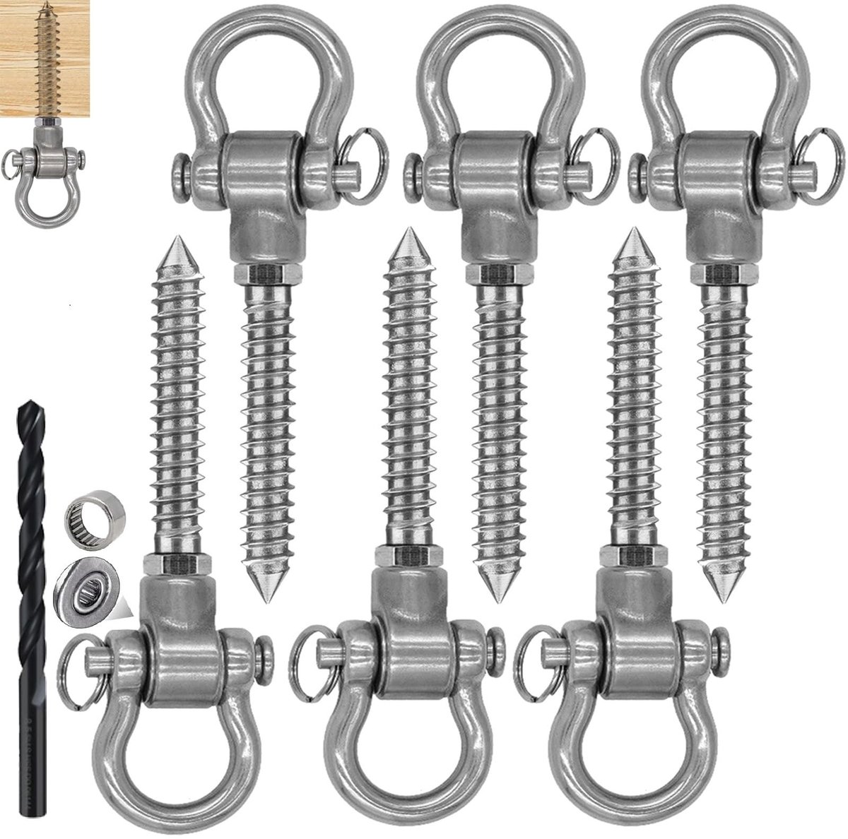 Solidchoice - Rocking Screw Hooks - 180 Graden Hanghaak voor Schommels en Yoga (140 mm)