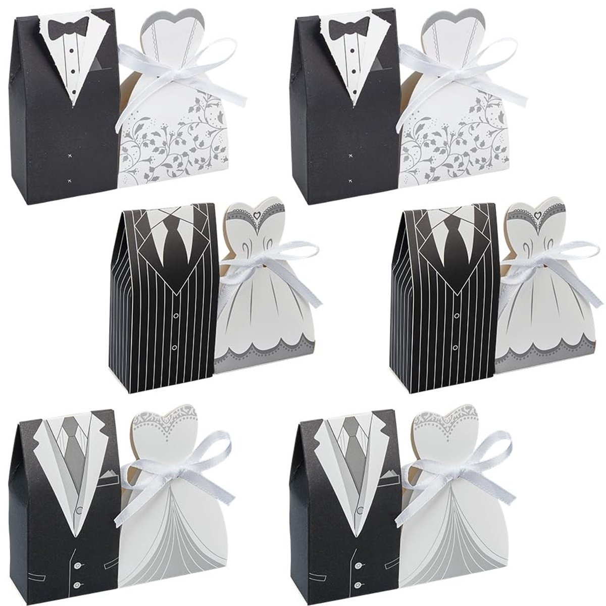 Solidchoice - Set van 120 Romantische Bruiloft Gunst Dozen met Lint