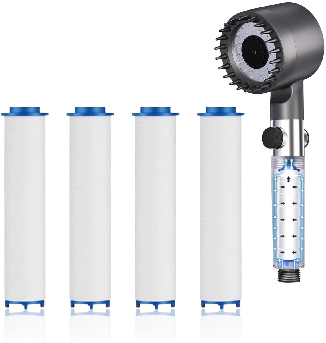 Solidchoice - Set van 4 Douchefilters voor Handdouche met Katoen en PP