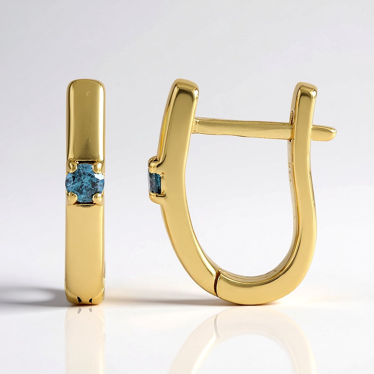Cavill - 925 Sterling Zilver Oorbellen - Verguld - Blauwe Diamanten 0,12 ct - Ronde Briljant - Elegante Luxe Sieraden