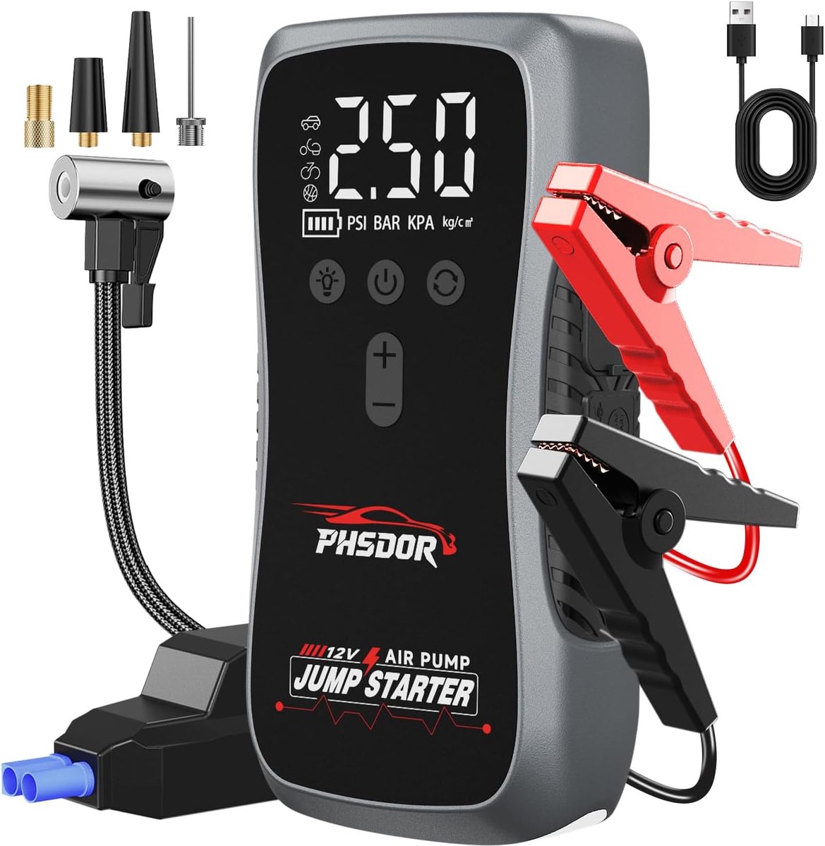 8000 A starthulp powerbank voor auto's met compressor 150 psi - Draagbaar, Noodstarter - ShopVlot