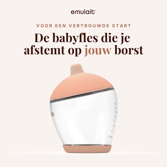 Emulait Classic Babyfles - Kleur: Fair - Maat: 1 - 240 ml - borstvormig - natuurlijk voeden - anti-koliek - bpa-vrij van Emulait — afbeelding 4