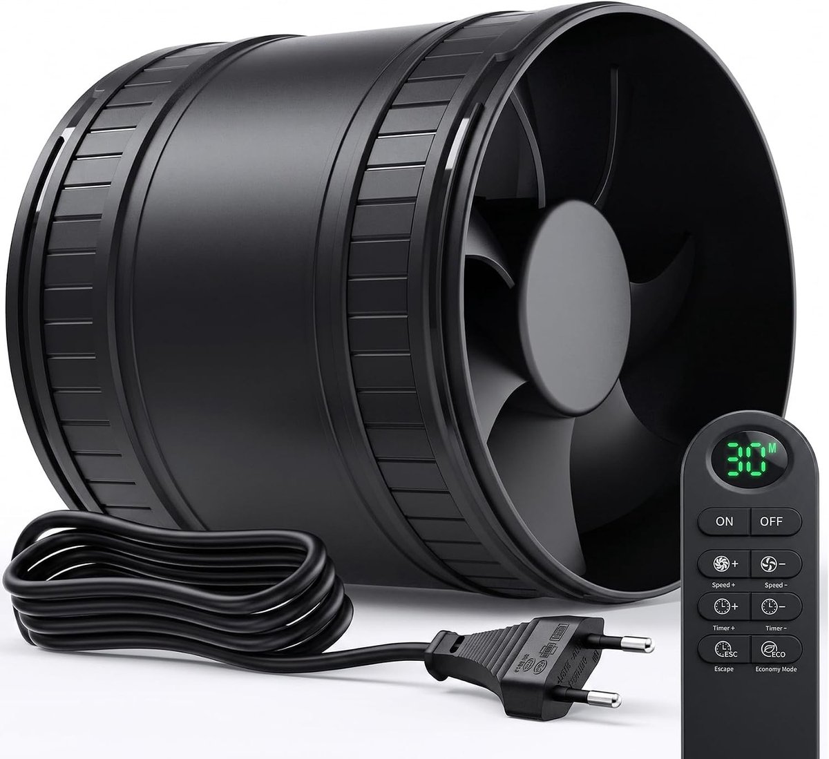 Buisventilator - 100 mm - Inclusief Timer en Afstandsbediening - Stille Kanaalventilator voor Badkamer en Kweekkas