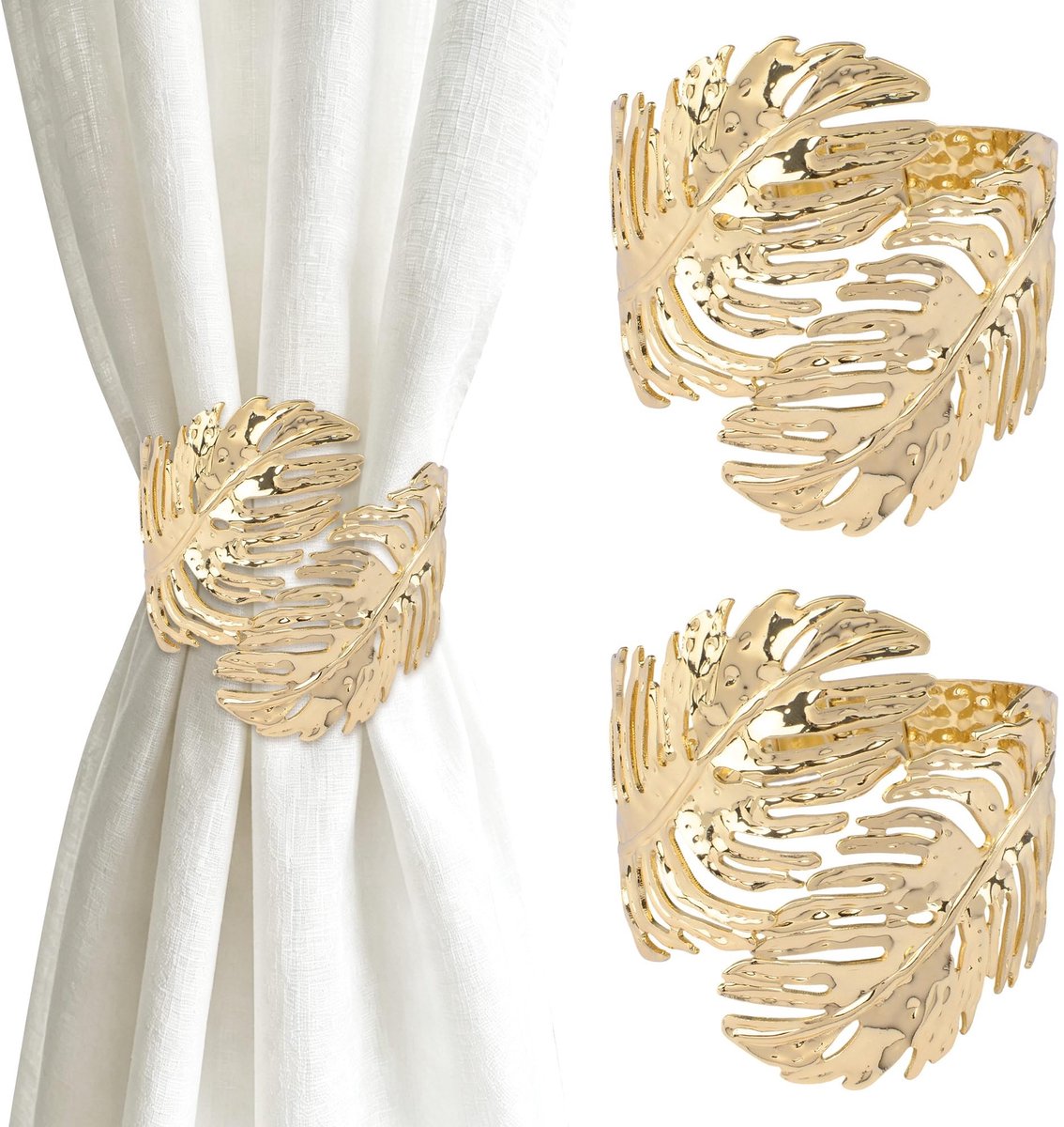 Solidchoice - Gordijn TieBack 2 Stuks - Metalen Gordijn Touw Gespen Monstera Design