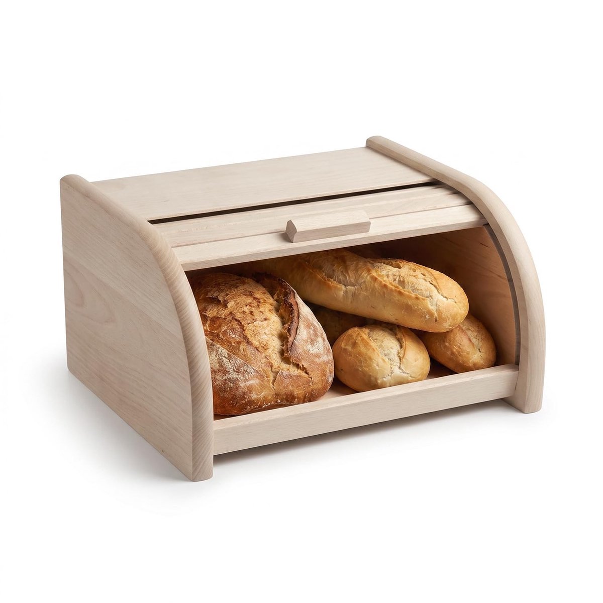 Solidchoice - Houten Lunchbox L met Roldeksel - 30.5 x 26 x 15.5 cm, Beukenhout