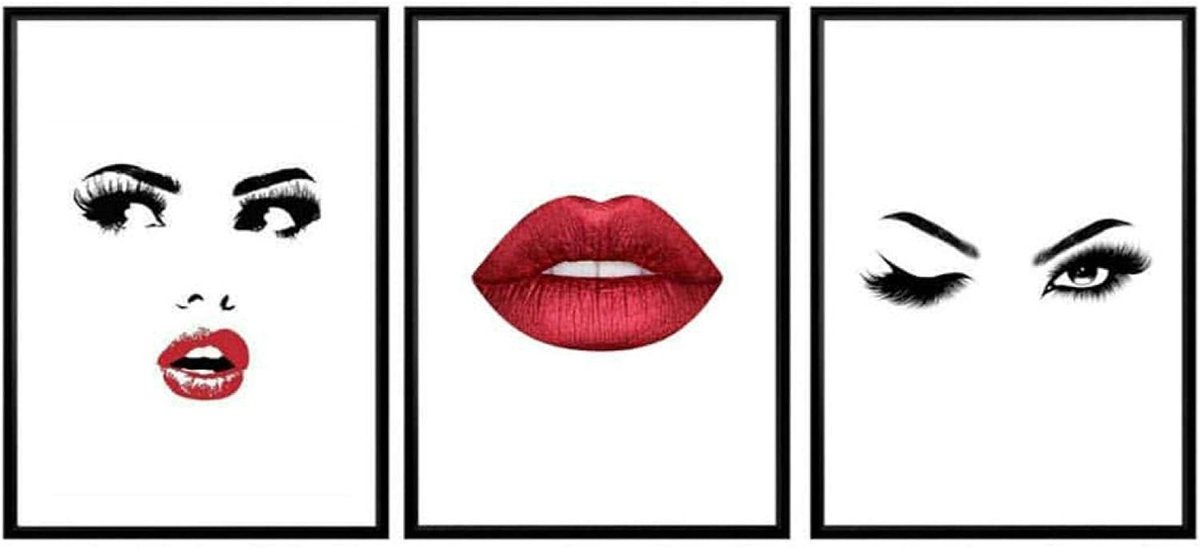 Fashion Lashes Canvas Painting Makeup Poster High Heels Lips Wall Art Print Salon Poster Modern Wall Pictures Bedroom - ShopVlot