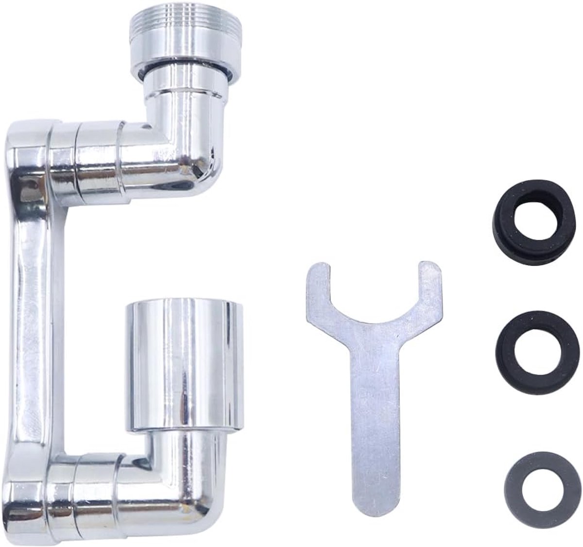 Huba 1440° draaibare kraanverlenger met mechanische arm, massief messing, dubbele stand, 13 cm, keuken- en - ShopVlot