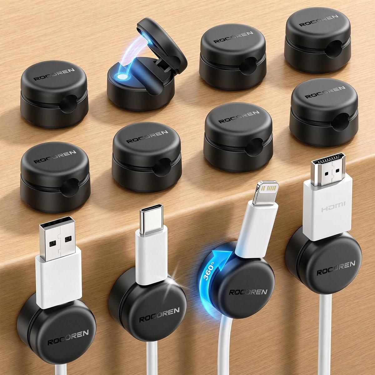 Rocoren 12-delige set 360° draaibare magnetische clips, zonder lijmresten, bevestiging in 1 seconde. Ideaal voor - ShopVlot