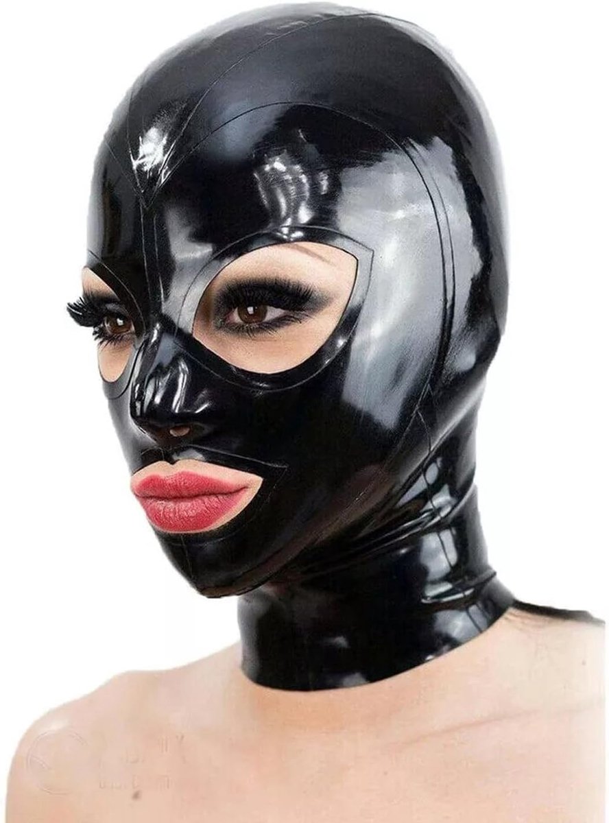 Black Latex Mask,Natural Rubber Mask Unisex,Suitable For Cosplay Club Masquerade Costumes - ShopVlot