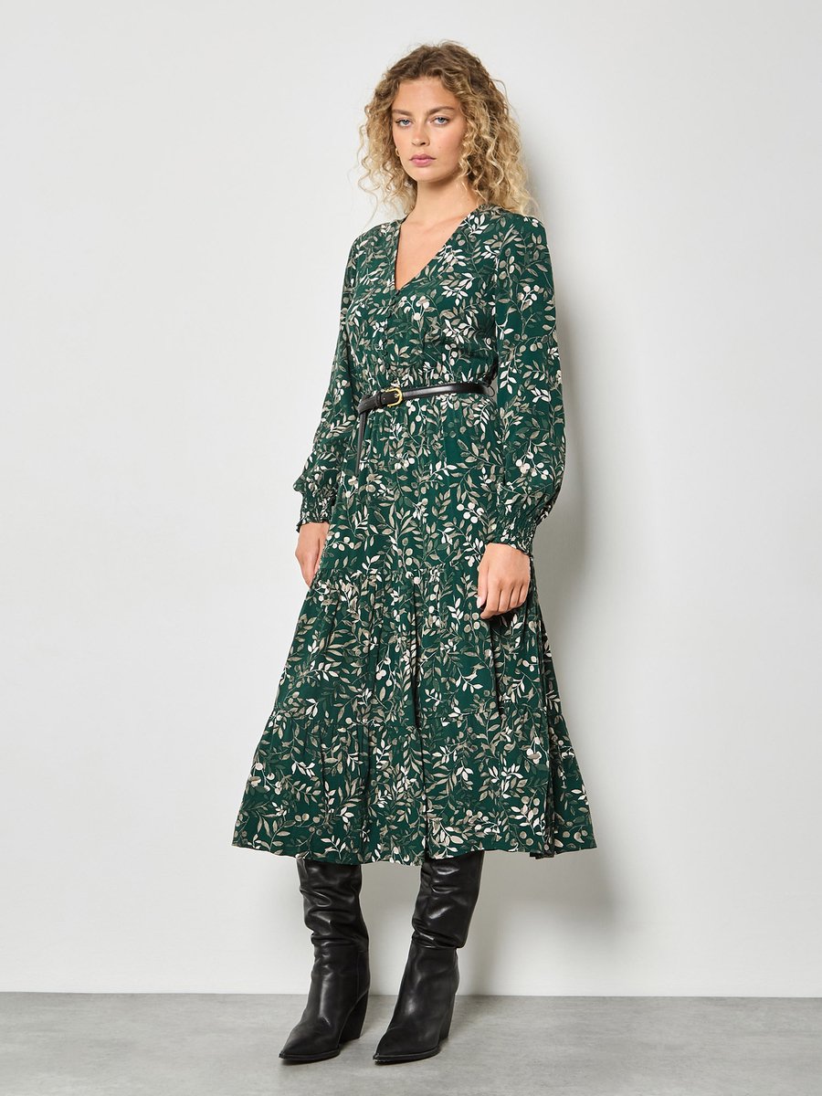 Eucalyptus Leaf Print Maxi Dress