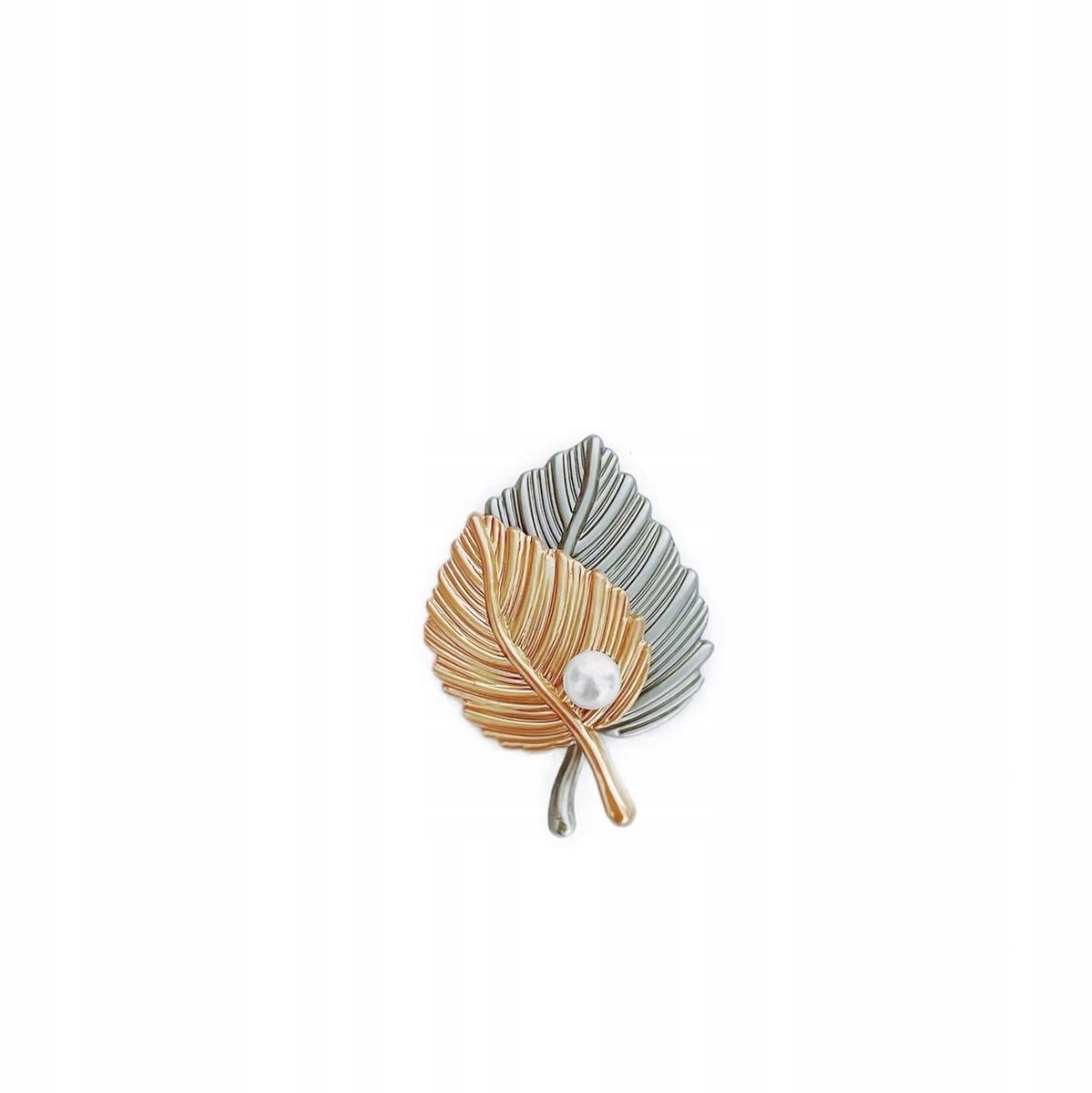 Elegante Brosche met Perle - Blätter Design