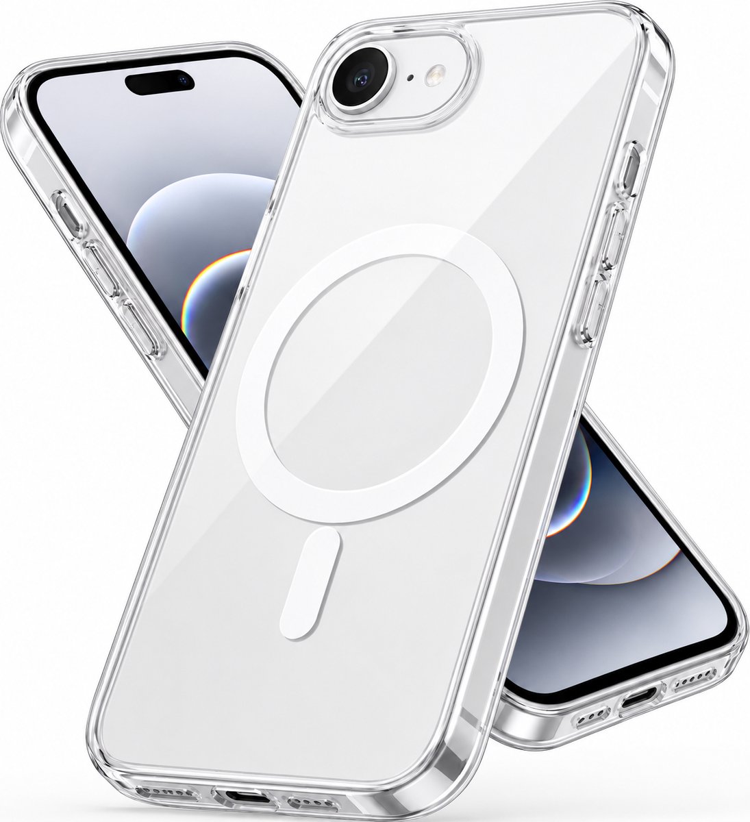 YSONIC Hoesje Geschikt voor Apple iPhone 16e & 17e Transparant - Siliconen Back Cover - Case Geschikt voor MagSafe - 2500g Magnetische Trekkracht