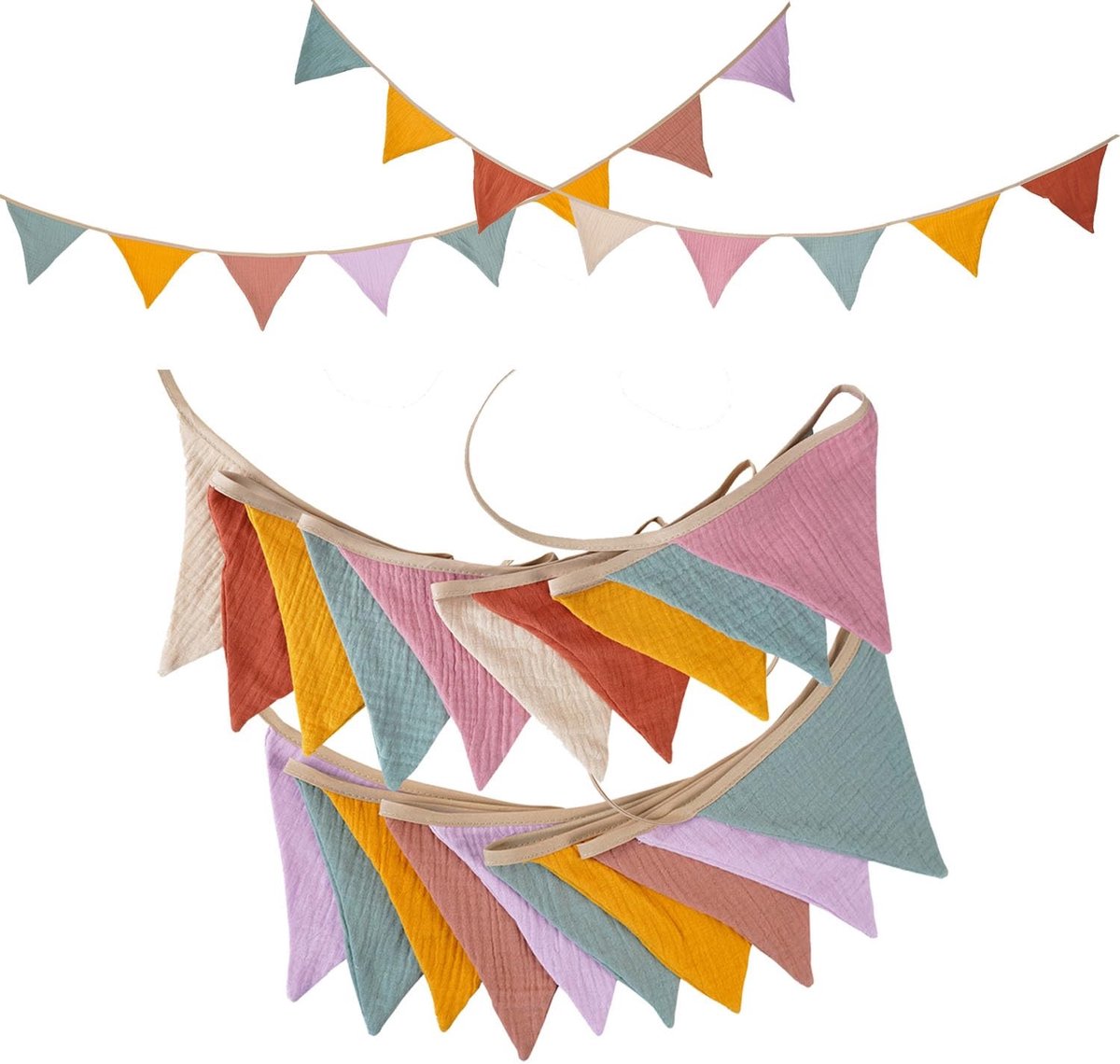 Solidchoice - Set van 2 Multicolour Vlaggenlijn voor Feestdecoratie
