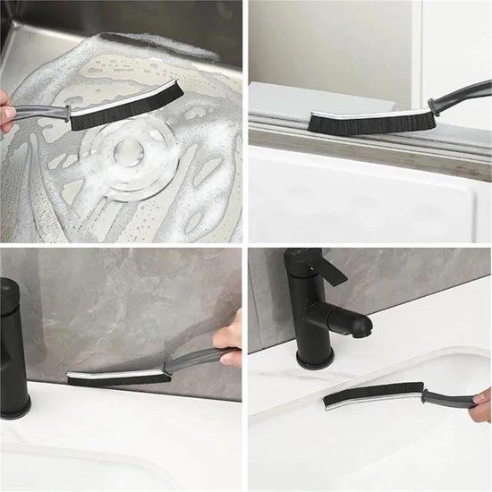 Voegenborstel Set - Spletenreiniger - Kieren Reinigen - Ergonomische Handgreep - 3 Stuks - Wit/Zwart — afbeelding 3
