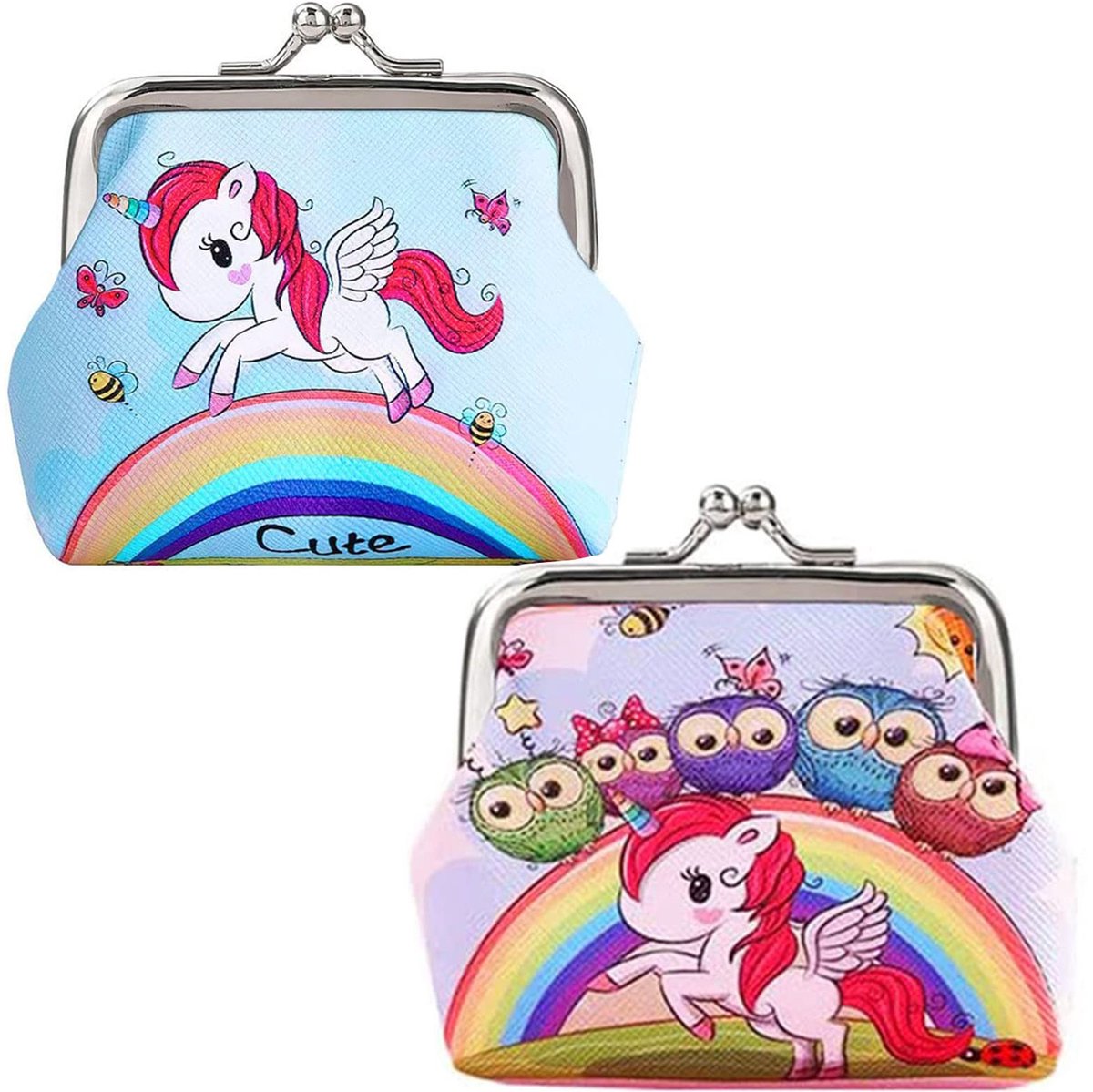 Solidchoice - Set van 2 Unicorn Muntzakjes voor Kinderen, Perfecte Verjaardagscadeaus