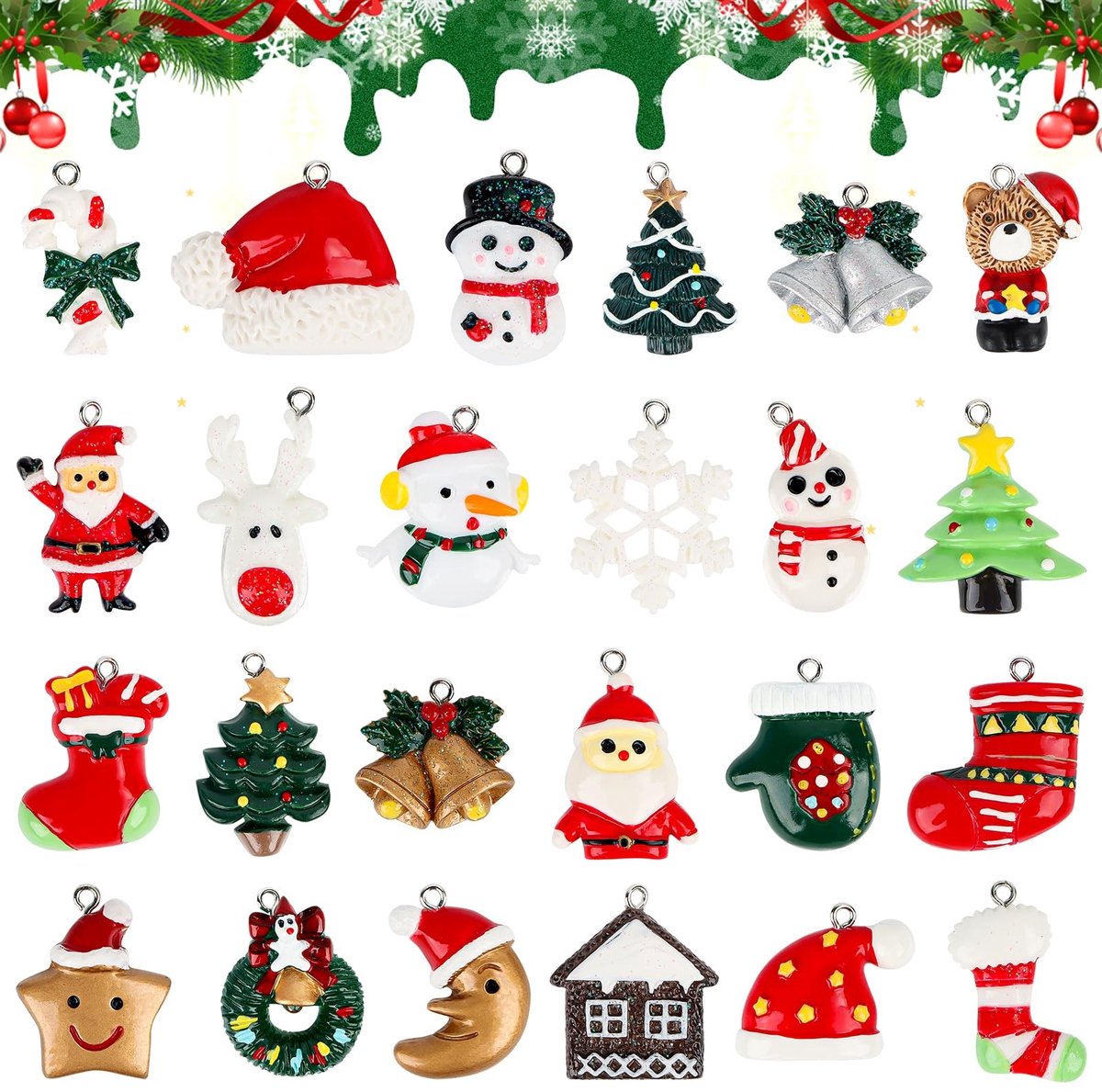 Solidchoice - 24 Stuks Mini Kerst Ornamenten voor Boomdecoratie