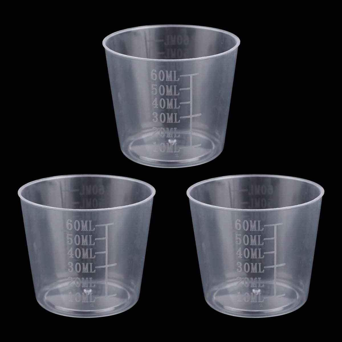 Solidchoice - Set van 3 Rijstmeetbekers 60ml Transparant