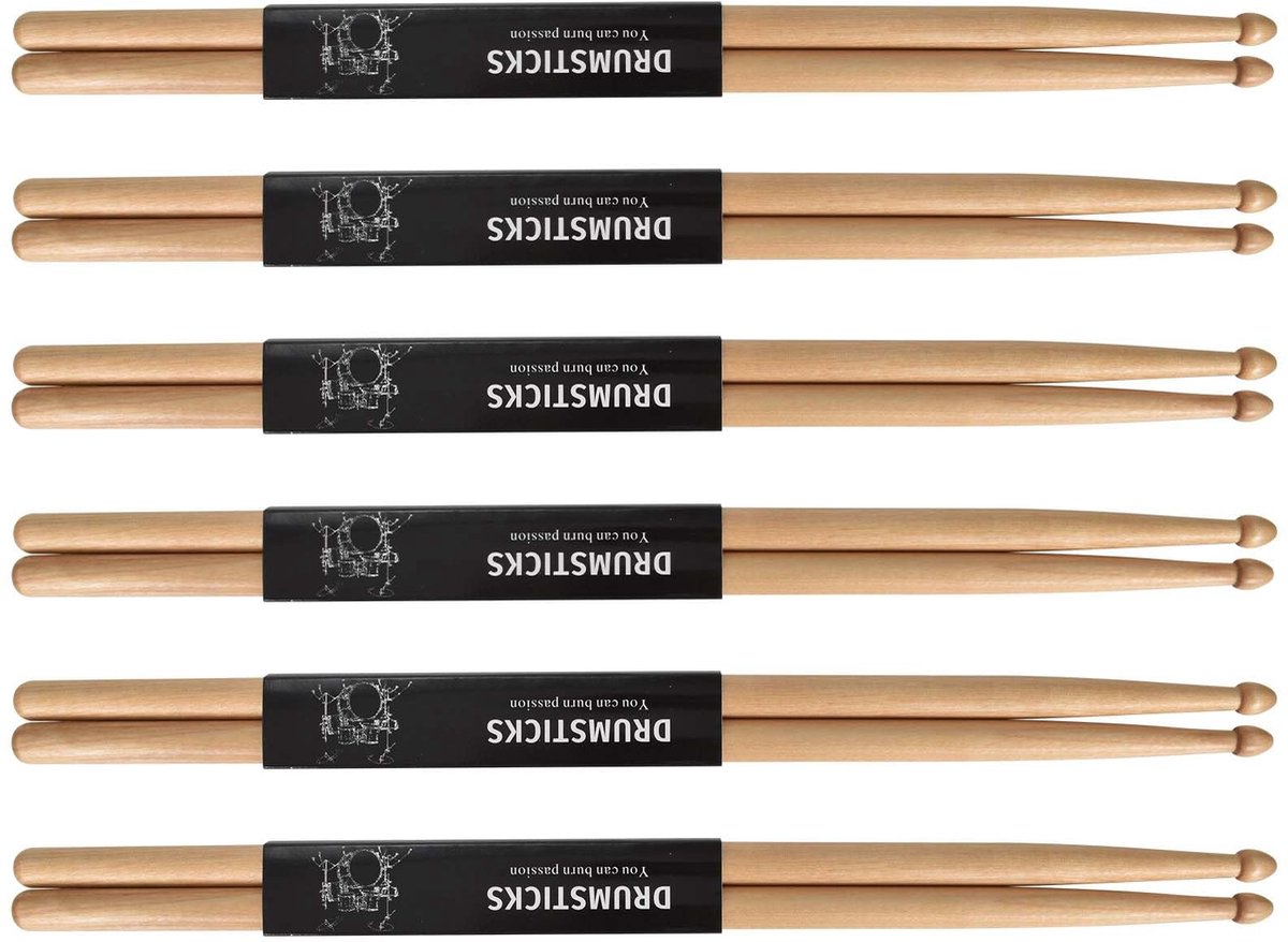 Solidchoice - Set van 6 Drumsticks van Esdoornhout voor Beginners en Professionals