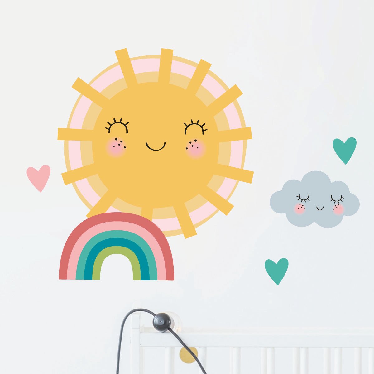 Ambiance Sticker Muurstickers - ZON VERLIEFD OP DE REGENBOOG - transparante zelfklevende achtergrond - 60x80cm Multi color