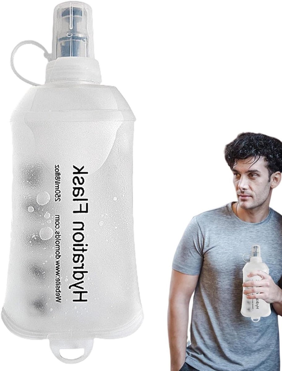 Zachte Waterfles - Drinkfles Opvouwbaar - Sport Hydratatie - Lekvrij Ontwerp - 500 ml - Transparant