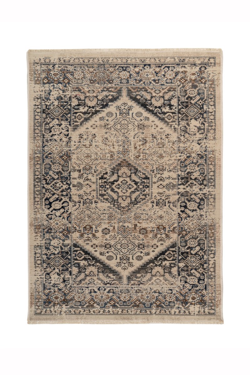 Padiro laagpolig vloerkleed 160 x 230 cm - blauw - oosters vintage patroon - geschikt voor vloerverwarming - van polypropyleen