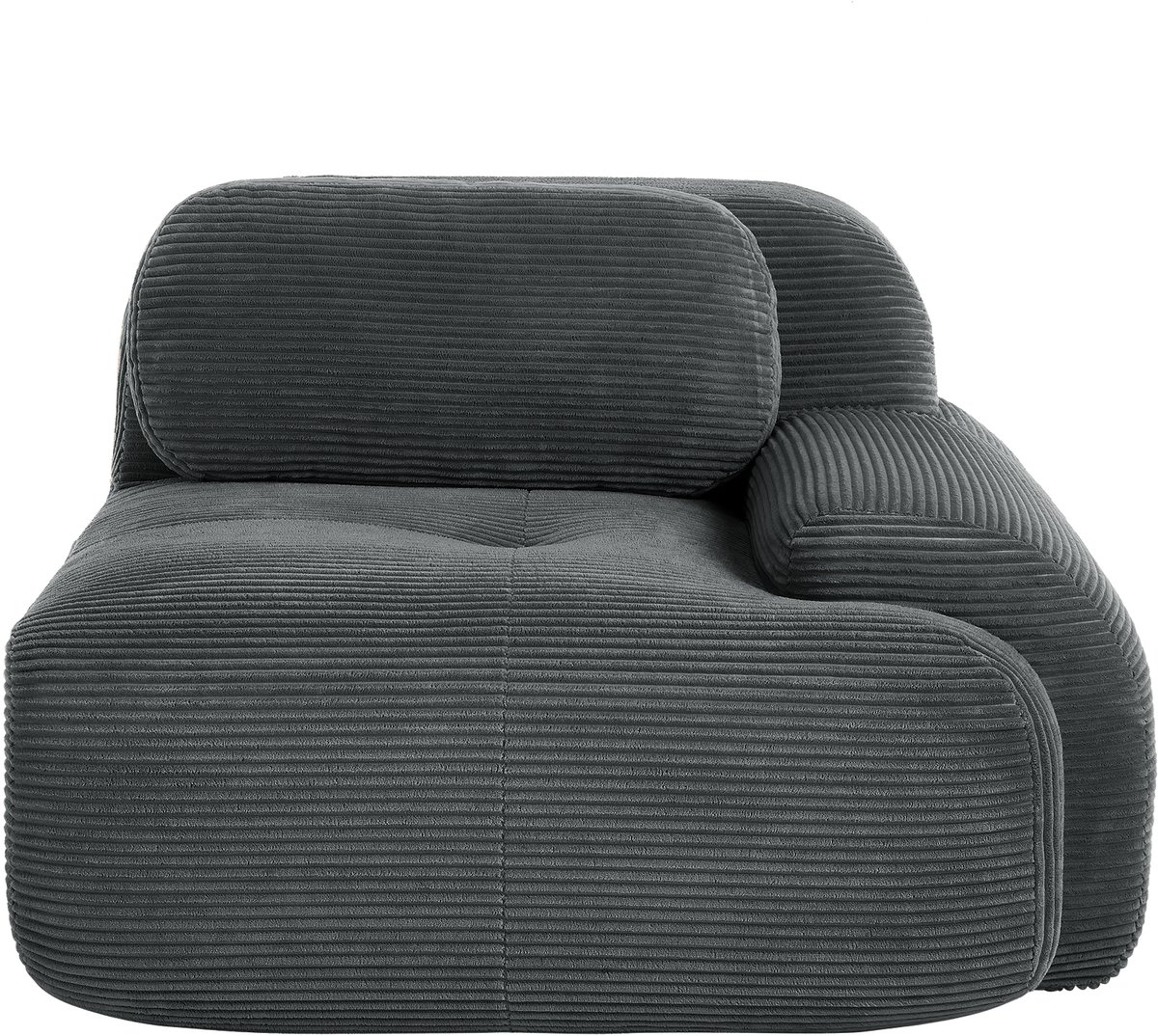 Modulaire Hoekbank - Ribstof Fauteuil Grijs - 1-Zits Lounge Bank Zonder Montage Met Zachte Kussens En Ronde Armleuning - Comfortabele Stoel Voor Woonkamer Slaapkamer En Lounge