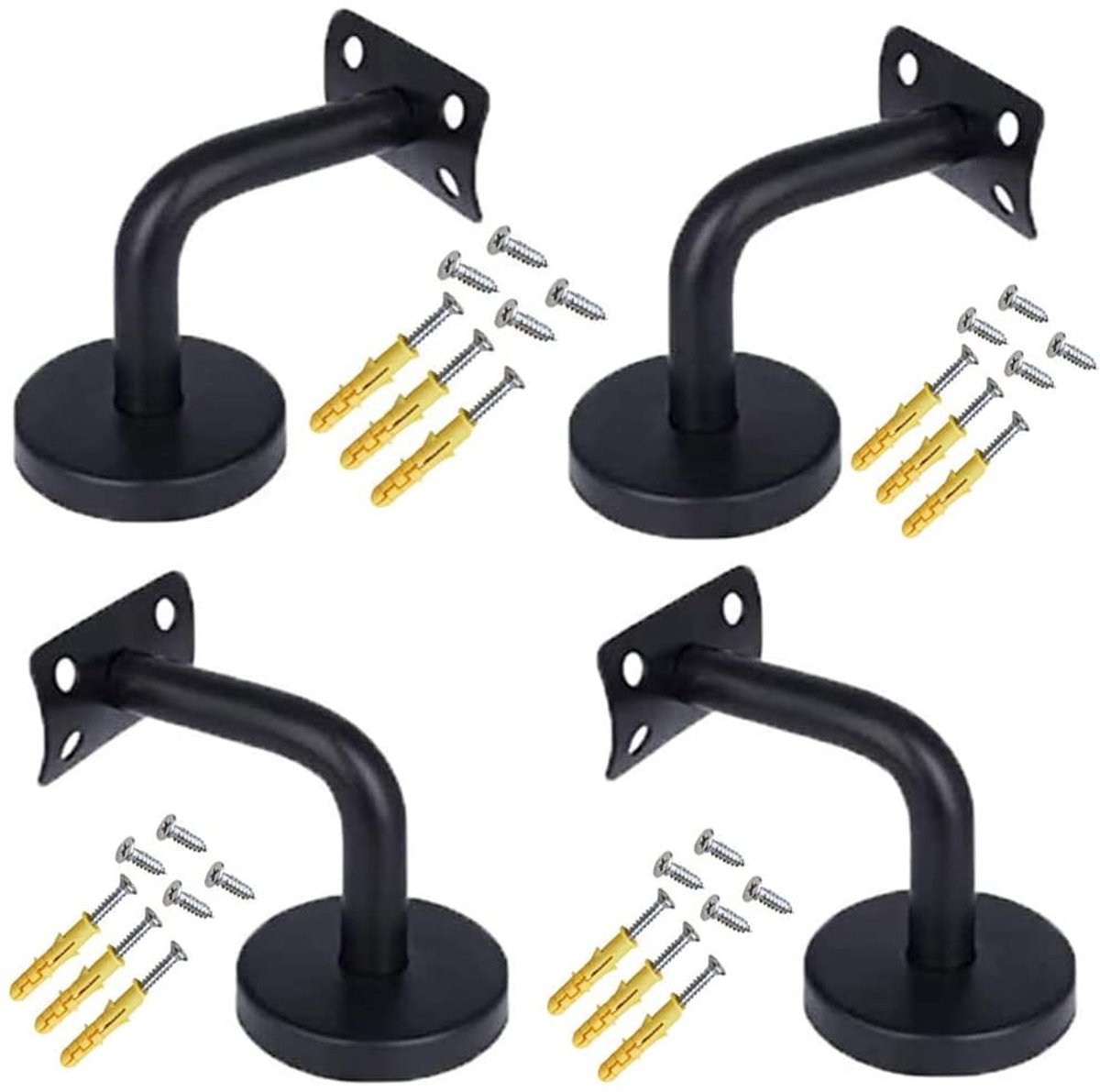 Solidchoice - 4 Stuks Handrail Beugels voor Wandmontage, Zwart