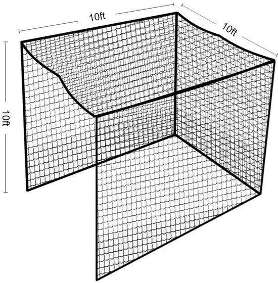 Kooi Net Voor Golf Oefening 3x3x3M - Golfslag Net Met 25x25cm Vierkant Gaas 3mm Touw - Golf Honkbal Hockey Oefenkooi Voor Binnen En Buiten Gebruik - Achtertuin Training Metals Standards — afbeelding 4