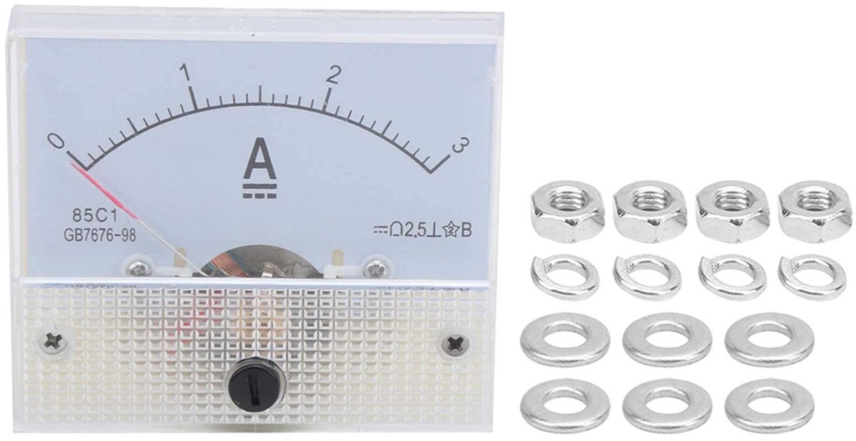 Solidchoice - Stroommeter - Ampèremeter - Betrouwbaar meetinstrument - Compact formaat - Duidelijke schaal - Eenvoudig te installeren - Geschikt voor e...