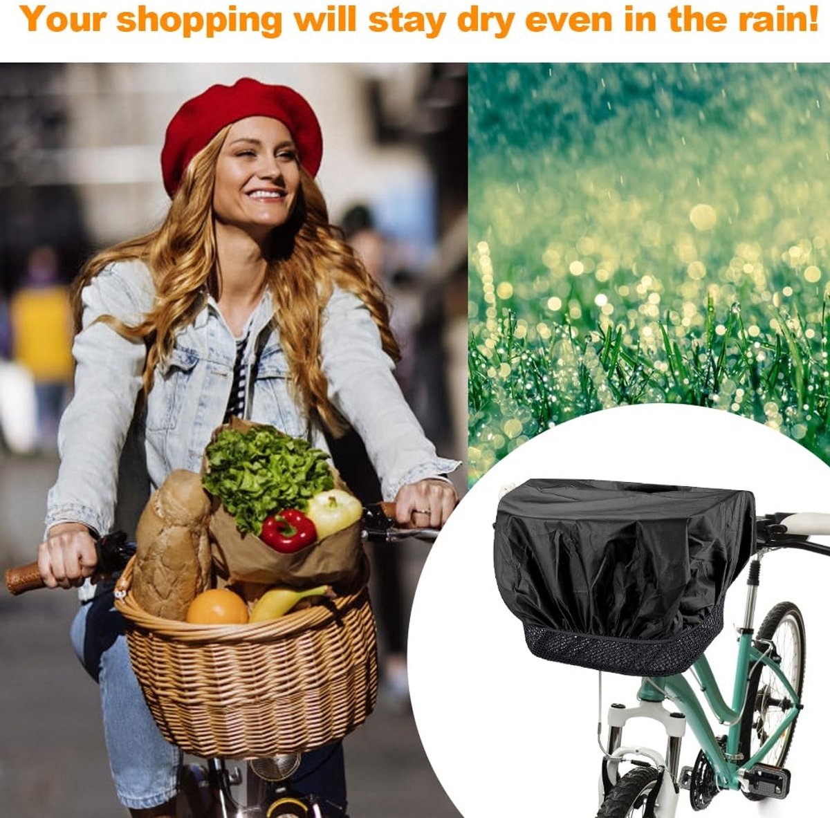 Solidchoice - Waterdichte Fietsmand Cover Set met Fietszadel Cover