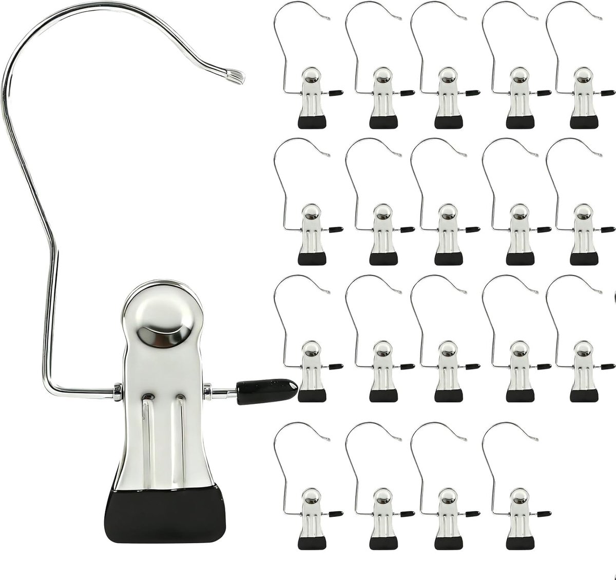 Wasknijpers roestvrij staal, 360° draaibare klemhaken, laarshanger, sokkenklemmen roestvrij staal, kleerhangerclips voor handdoeken, laarzen en meer