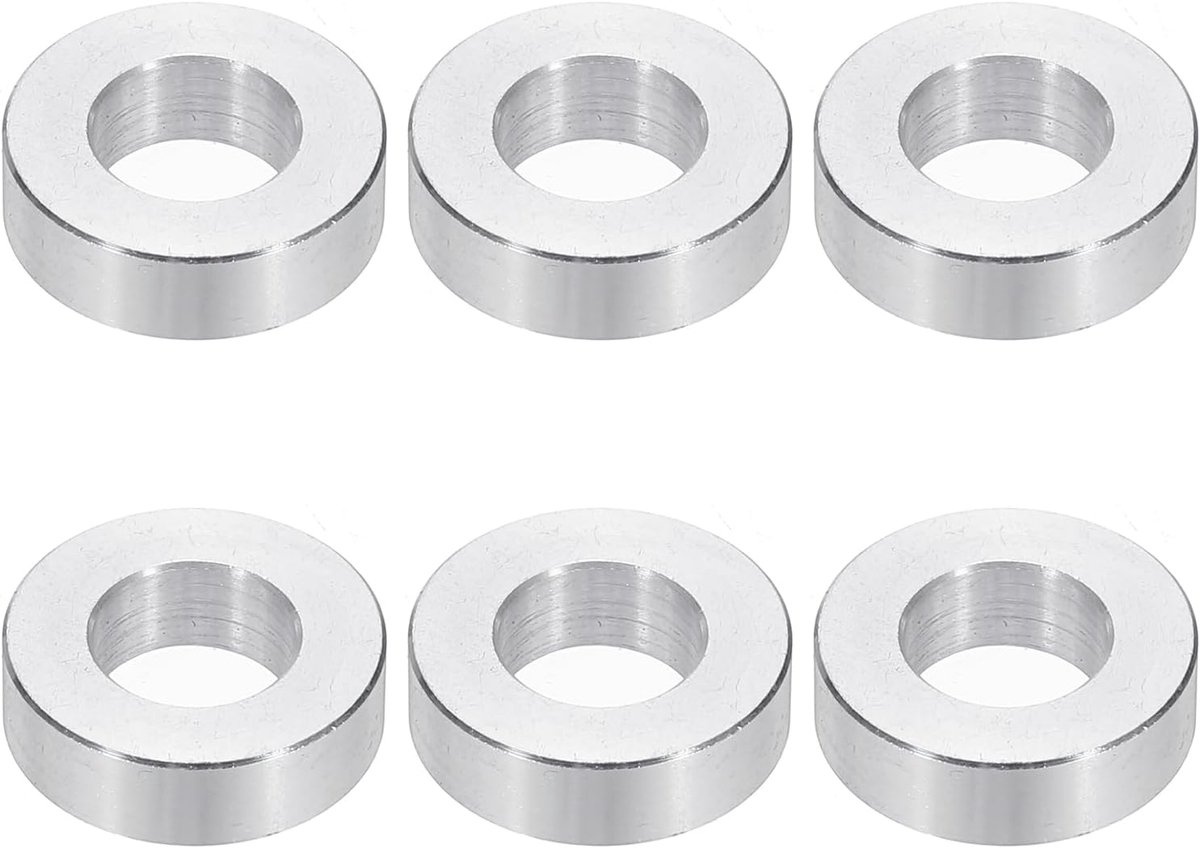 M10 Aluminium Spacers, 6 Stks Metalen Spacers Aluminium 10.5mm ID x 20mm OD x 8mm l voor 3/8 of M10 Schroefbouten