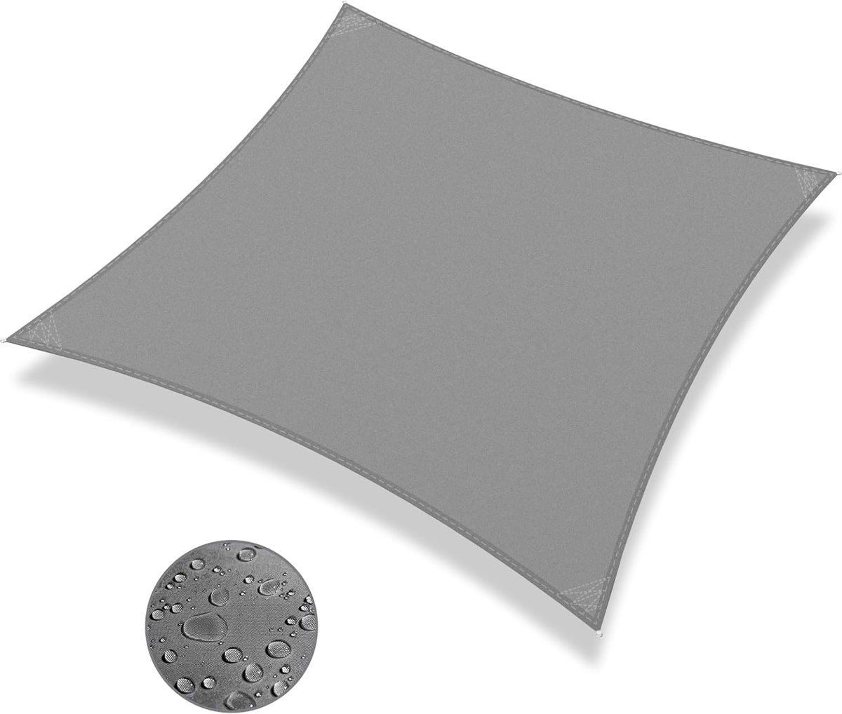 Zonnescherm Zeil Waterdicht, 2 x 3 m Tuin Zonnescherm Zeil Rechthoekig Tuinluifel, 3 Touwen, UV-bescherming, Patio Zonnescherm Zonnebrandluifel Hot Tub Bescherming voor Buiten (Lichtgrijs)