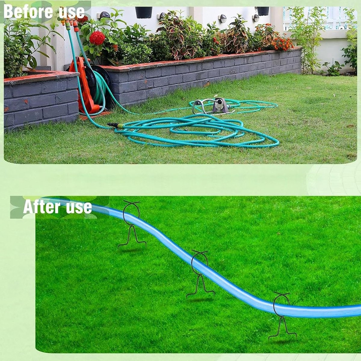 Tuinslanggeleider - Slanggeleider - Tuinonderhoud - Waterdichte Coating - 10 stuks - Zwart – foto 2