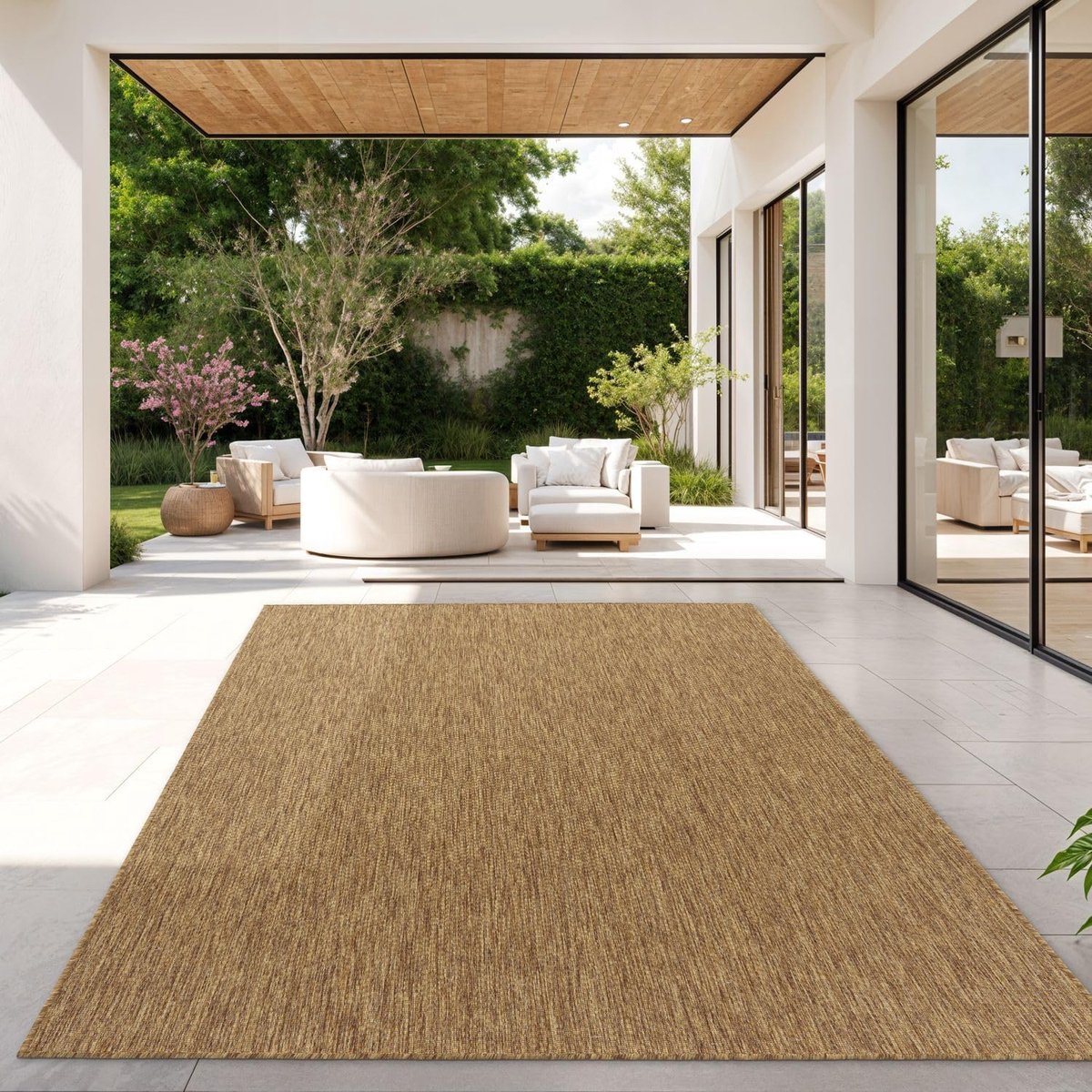 Home Vloerkleed Voor Outdoor Keukenvloerkleed Balkon Terras Eenkleurig Design Modern, Kleur:Koffie, Maat:140x200 cm