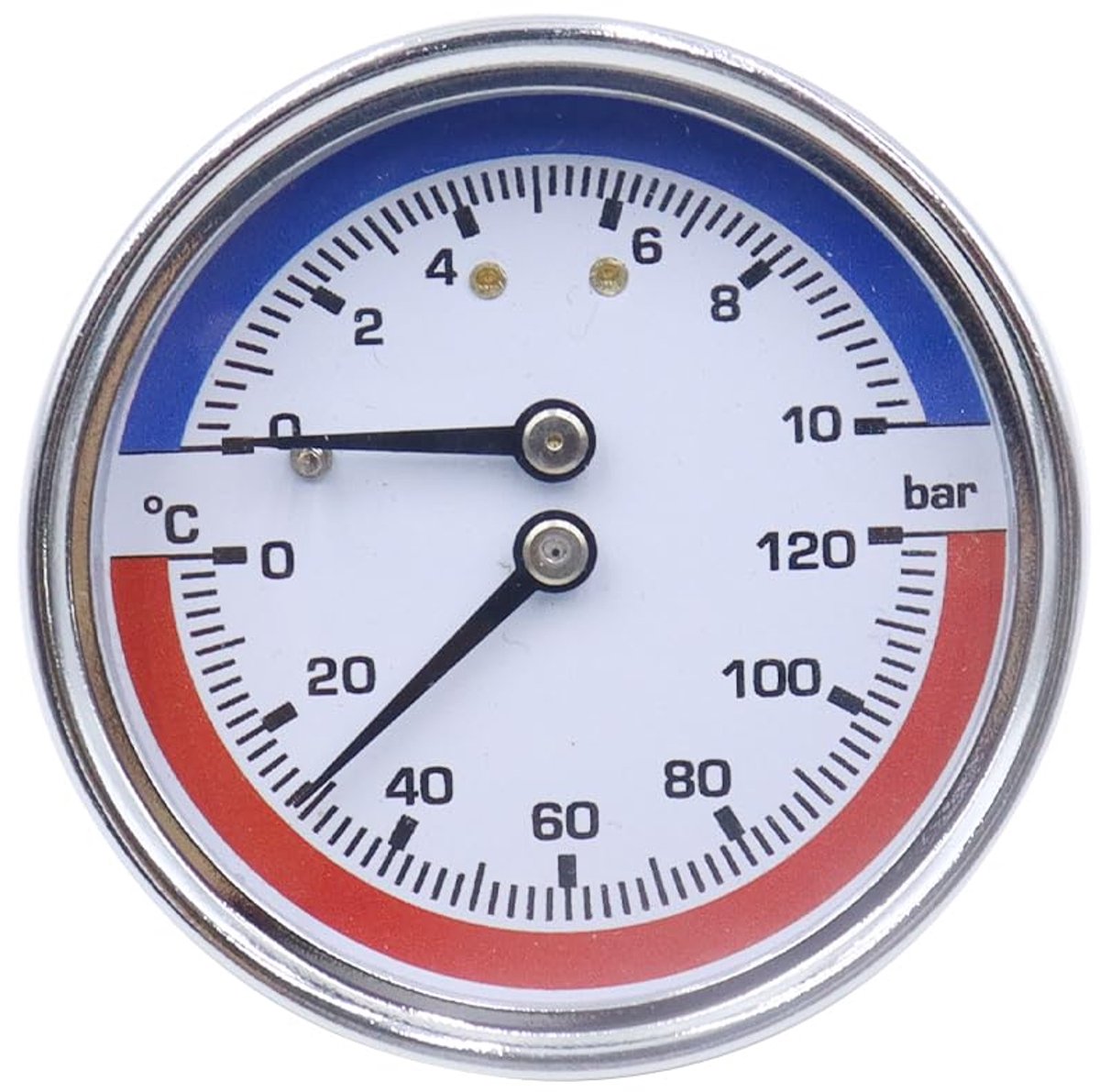 1/4 BSPT schroefdraad verbindt 0-120 °C (0-10 bar) temperatuur manometer 63 mm