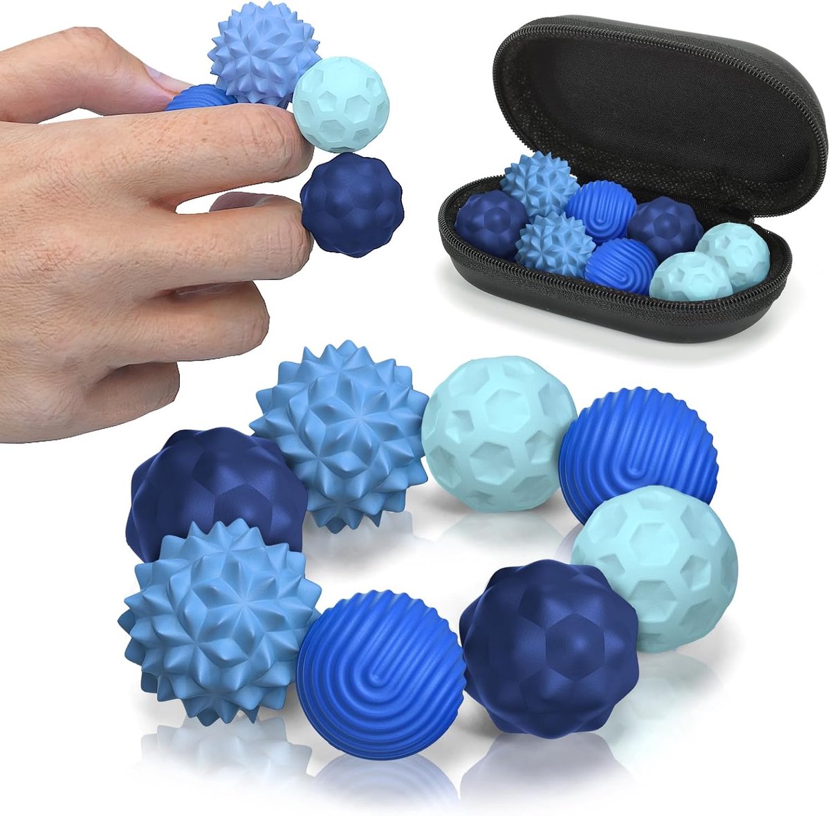 Sensorische ballen, fidgetspeelgoed voor volwassenen en tieners, 8 stuks stressvermindering siliconen magneet sensorisch speelgoed voor autisme ADHD angst, leuke texturen gadgets, stil