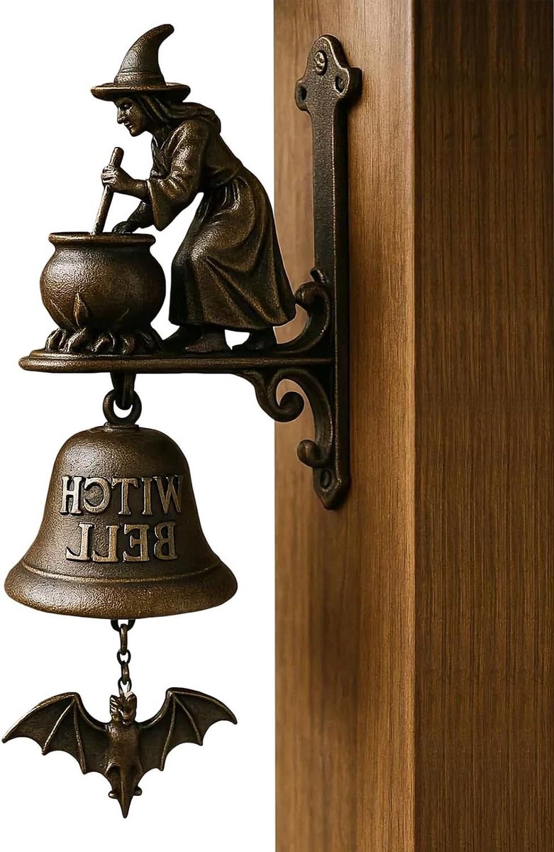 Heksen Deurbel - Decoratieve Bel - Bezoekers Aankondigen - Handgemaakt Teckel Design - 20 cm - Heks